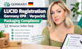 help with lucid registration, germany epr, verpackg, packaging compliance
