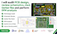 audit pcb design review schematics check gerber files and perform dfm analysis