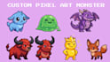 create pixel art monsters pets fantasy creatures collectible characters sprites