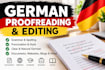 proofread and edit german text, grammar, and documents