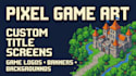 create pixel art game title screen background logo banner and rpg game assets
