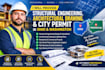 structural engineering, architectural drawing, city permit in ohio, washington