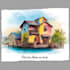 custom digital watercolor house