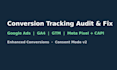 audit and fix your google ads, ga4 and meta capi conversion tracking