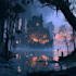 draw fantasy background and landscape