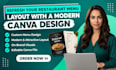 refresh your restaurant menu layout with a modern canva design