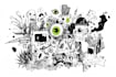 do hand drawn doodle art and line art illustration