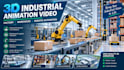create 3d industrial animation factory warehouse and robotic automation video