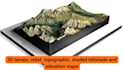 create 3d terrain relief, topographic, shaded hillshade, elevation maps, stl map