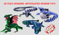 create custom 3d flexi dragons, articulated dragons toys, printable stl model