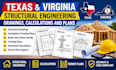prepare texas and virginia structural engineering drawings calculations