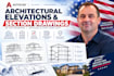 draw architectural elevations and section drawings in autocad