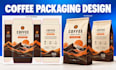 design coffee bag packaging, coffee pouch and coffee label with custom 3d mockup