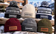 custom knitted beanie, hats with unique patch, badge logo design