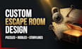 write an escape room game premise, plot, puzzles, escape game design