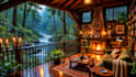 create cozy rain ambient video with natural sound