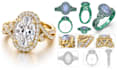 custom engegement ring cad, diamond stone settings in rhino matrixgold