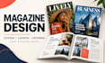 design a modern magazine cover and page layout