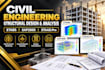 provide civil engineering, structural design analysis in etabs, sap2000, staad