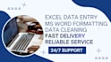 Excel-dateneingabe, ms-word-formatierung und dokumente
