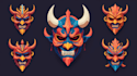 do awesome oni mask head logo design 1 day