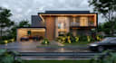 develop 3d rooftop villa, visualize house exterior from elevation drawing, vray