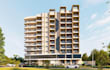 render residential building external, mixed use tower, high rise complex visual