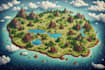 draw a fantasy map with digital watercolours