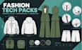 design activewear tech packs with detailed technical flats