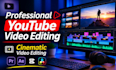 do professional youtube video editing, cinematic video editing
