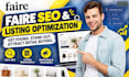 do faire store SEO, listing optimization, seasonal promotion and marketing