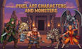 create pixel art character monster sprite sheet for  game