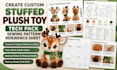 create custom stuffed plush toy tech pack sewing pattern reference sheet