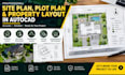 draw a professional site plan, plot plan and property layout in autocad