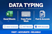 do data typing work excel sheets and copy paste work