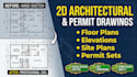 draw 2d architectural plan and city permit drawings