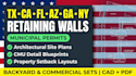 do tx, ca, fl retaining wall blueprint, building permit plot site plan drafter