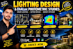 design lighting layouts, led lighting plans, dialux photometric studies