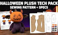 design a halloween plush toy with sewing pattern and tech pack