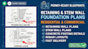 design retaining wall and stem wall foundation plans with footing layout