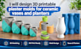 design 3d printable plaster mold for ceramic vase and planter