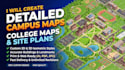 create detailed university campus maps, college maps and school site maps