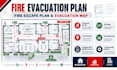 design fire evacuation plan, fire escape plan and evacuation map