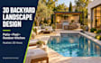 design 3d backyard landscape patio, pool and outdoor kitchen rendering autocad