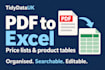 convert supplier PDF price lists into clean excel spreadsheets