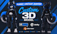 create custom furry vrchat avater fursonal rigging 3d model with vrchat anime