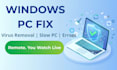 fix windows errors, remove virus and speed up your slow PC remotely
