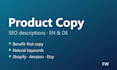 write SEO product descriptions in english or german