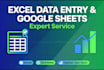 do excel data entry,google sheets, typing,pdf to word expert