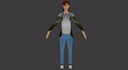 make 3d animation character in retro game asset, lowpoly model, ps2 style, ue5